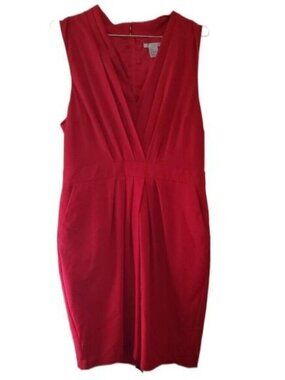 H&M Red Sleeveless Sheath Midi Dress